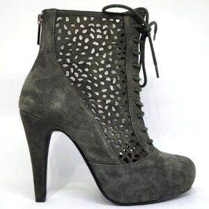 Sacha London Women's Grey Suede Ankle Boot W/Perforated Upper Design Size 6.5